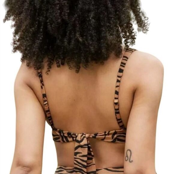 NEW Aerie Tiger Print Longline Bikini Top Small - Picture 3 of 5